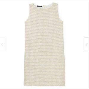 NWT St. John Sleeveless Gold Metallic Tweed Knit Sheath Dress 10